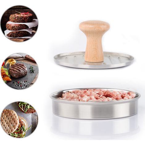 Presse à Burger en Acier Inoxydable 304, Moule à Steak Haché avec Poignée Plastique, Outil de Cuisine pour Façonner des Galettes, Presse à Viande Domestique, Accessoire de Cuisine (1/5)