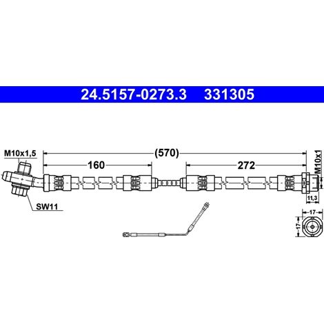 Flexible de frein ATE 24.5157-0273.3 BMW 34 30 1 165 766
