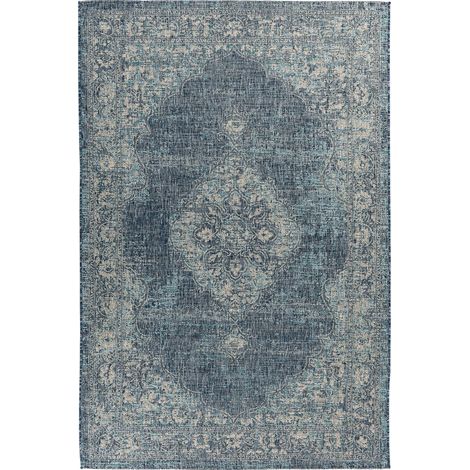 Tapis intérieur bleu marine motif losange polypropylène - 150 x 80 cm (1/3)