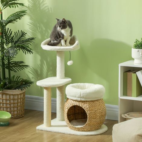 Tiragraffi per gatti con cuccia e letti 79 cm OKMYHOME (1/3)