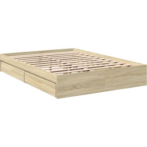 Cama con cajones madera ingeniería roble Sonoma 140x190 cm vidaXL