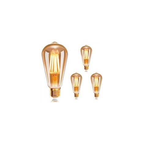 E27 ST64 LED-Filamentlampe, Retro-Edison-Glühbirne, 4 Watt, 2200 K warmweiß, antike Retro-Leuchte, 400 Lumen (entspricht einer 40-Watt-Glühbirne), 3er-Pack. – Crezuo