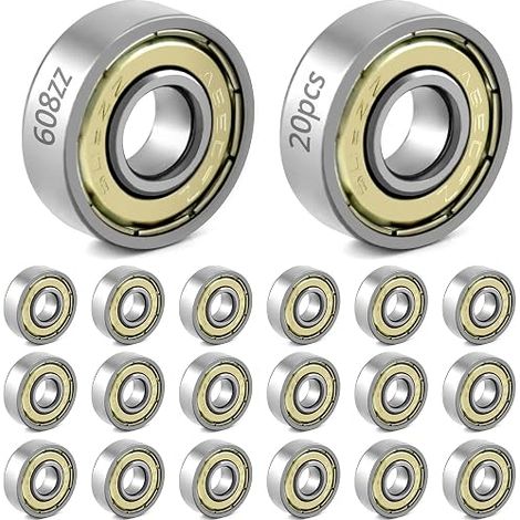 QWORK 20pcs 608zz Ball Bearings for Skateboards, Scooters, Inline Skates, 8mm x 22mm x 7mm (1/5)