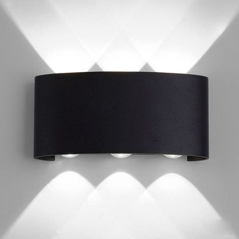 6W Applique Murale Extérieur Moderne, Éclairage Étanche Lumière Blanche Lampe Murale en Aluminium Vers le Haut et Bas, Noir (1/4)