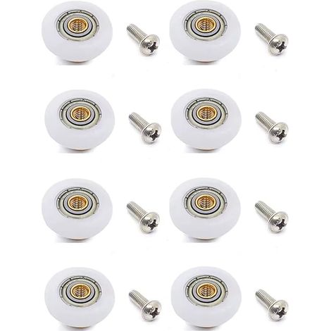 Lot de 8 rouleaux de porte de douche en acier inoxydable de 19 mm de diamètre