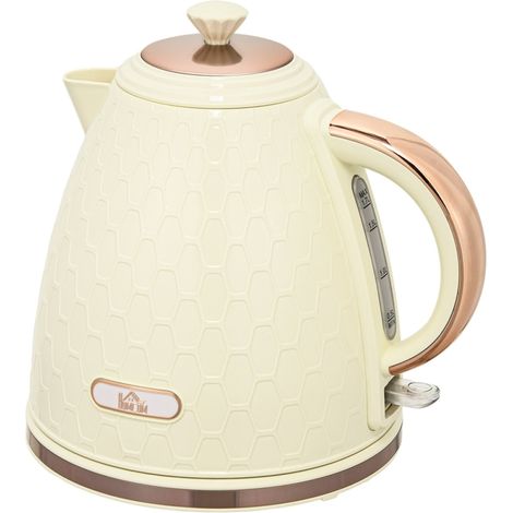Bouilloire électrique sans BPA 2200 W 1,7 L Beige - Chauffage rapide avec fenêtre de niveau d'eau et base 360° (1/5)