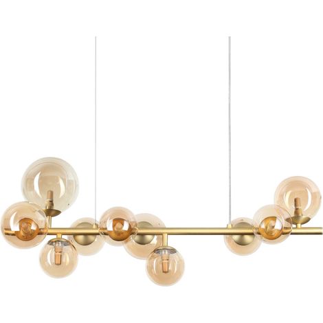 Lampadario A Sospensione Moderno Perlage Metallo Ottone 10 Luci G9 15W 3000K (1/2)