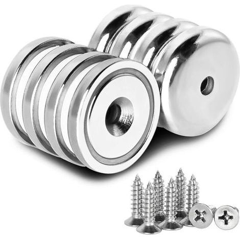Aimant Néodyme En Pot Avec Trou Et Tête Fraisée 32 mm × 8 mm – Force D’Arrachement 34 kg – Pour Fixations Manuelles et Industrielles (1/4)