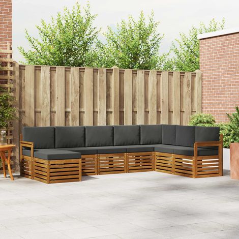 vidaXL Outdoor-Sofagarnitur mit Kissen 8 pcs Natur und Anthrazit (1/5)