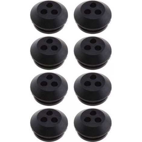 Pair Lot de 8 joints de réservoir de carburant à 3 trous en caoutchouc noir, diamètre de trou de 5 mm, pour remplacement de souffleur, débroussailleuse, tondeuse à gazon (1/5)
