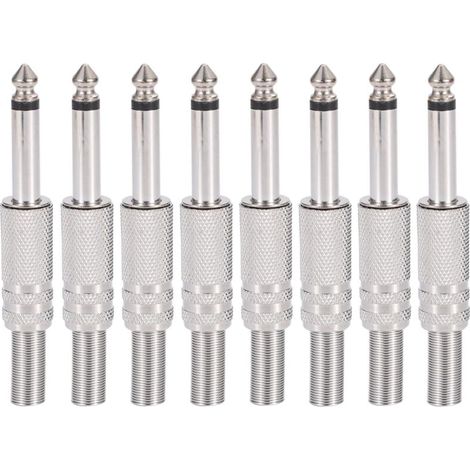 8 pièces prise audio 1/4 "TS mono,connecteur jack à souder mâle 6,35mm pour câbles haut-parleur/guitare/microphone (1/5)