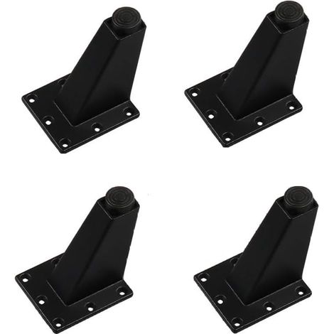 Ensemble de 4 pieds de meubles réglables, pieds de meubles en alliage d'aluminium, pieds triangulaires réglables pour armoires de cuisine, pieds de table pour bar, noir (1/5)