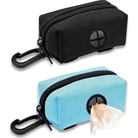 Distributeur de sacs à crottes - MARQUE - Modèle - Tissu Oxford - Noir et bleu - Pratique à transporter