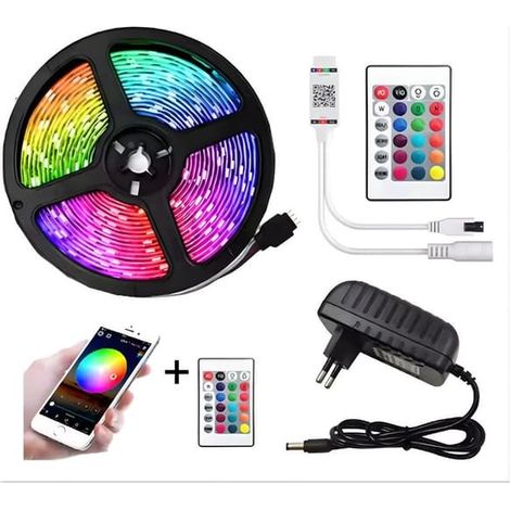 Bande LED de 5 m – Multicolore avec éclairage RGB et télécommande multicolore (1/3)