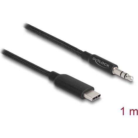 Delock Cable de audio estÃ©reo USB Type-Câ¢ macho a conector estÃ©reo macho de 3,5 mm 3 pines 1 m negro