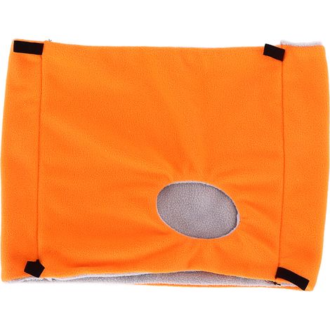 Nid douillet chauffant suspendu pour hamster - Double couche en peluche orange pour cage (1/5)
