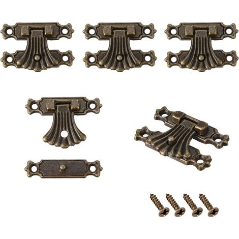 sourcing map 5 Sets Wooden Box Letch Closure Morse Fasteners Bronze Tone 37 x 27mm DE