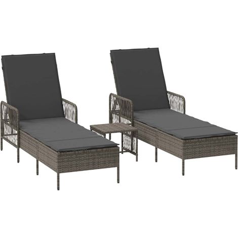 Maison Exclusive - Sonnenliege 3 pcs Grau und Dunkelgrau 55 x 200