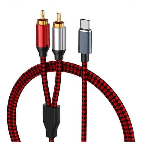 Câble audio USB Type-C vers 2 RCA, compatible avec les amplificateurs home cinéma et les lignes audio USB-C (1/5)