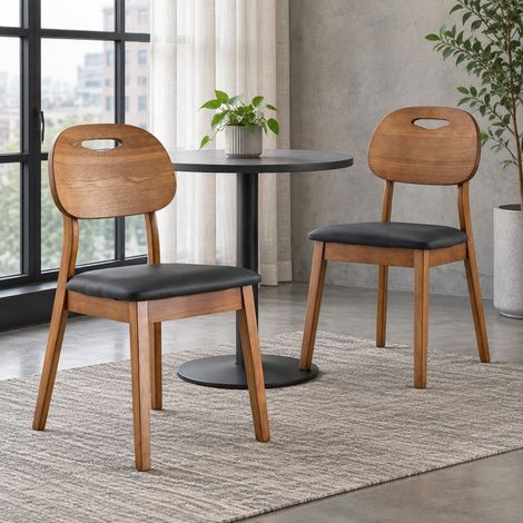 Sillas de comedor 50x44x88 cm de madera negra, ahorro de espacio, lote de 2 -FLORAGRACE (1/5)