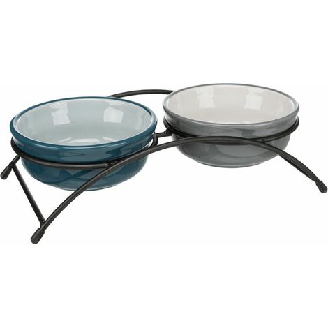 Comedero para Perro Trixie Azul Gris Gris claro Cerámica Ø 13 cm 2 x 250 ml (2 Unidades)
