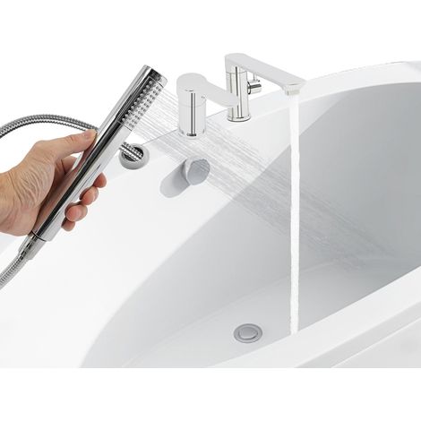 【Chauffage et ventilation】Robinet de baignoire à 3 trous avec douchette extensible et buse de sortie d'eau rotative à 360° pour hôtels, piscines (1/5)