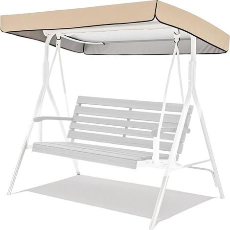 Housse de toit pour balancelle 3 places, auvent pour balancelle de jardin, balançoires en tissu Oxford, balançoires de terrasse, pelouse, jardins, 213 x 122 x 18/23 cm, café (1/5)