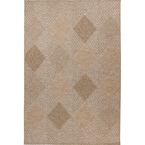 Tapis naturel à motifs losanges robuste et déperlant - 150 x 80 cm (1/5)