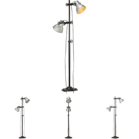 Stehlampe 2-flammig Silbern E27 Gusseisen vidaXL (1/5)
