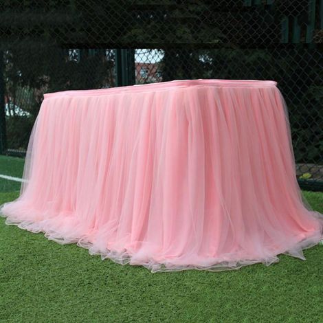 Jupe De Table - Tulle Nylon Transparent - Pour Décoration De Mariage Fête Événement - 100 x 75 cm - 1 Pièce