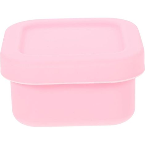 Boîte alimentaire réutilisable hermétique en silicone rose (1/5)