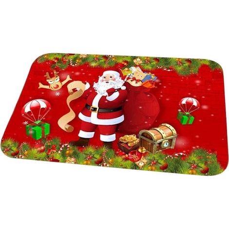 Tapis d'entrée, Noël, antidérapant, polyester, multicolore, 60x40 cm, polyvalent et pratique, pour un usage quotidien (1/5)