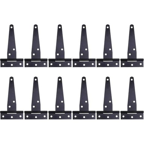 12 pièces 4 pouces peinture noire galvanisé charnière triangulaire T-charnière T-charnière métal fer antirouille porte charnière,Pour meubles de maison, portes et fenêtres, etc. (1/5)
