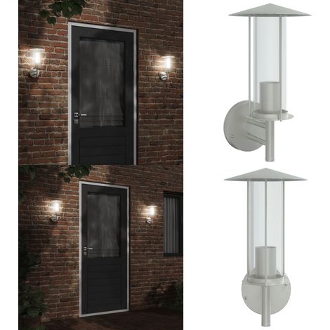 Applique murale d'extérieur argenté acier inoxydable - Applique Murale Exterieure - Éclairage Extérieur - Luminaire Mural - Lampadaire Extérieur - Lumière Extérieure - Home & Living