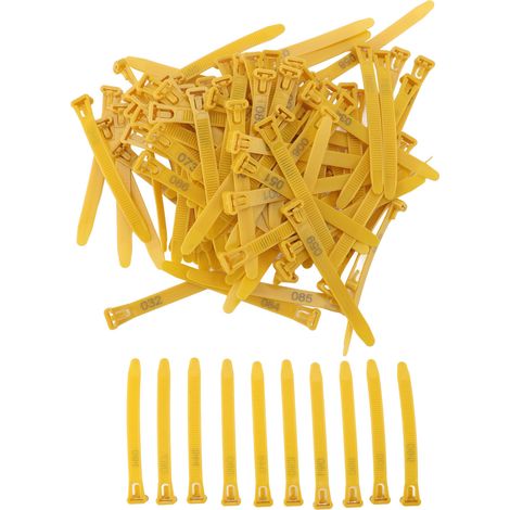 Verstellbare Beinringe für Hühner, farbechte, nummerierte Kennzeichnungsetiketten für Geflügel (Ente, Gelbgans), 100 Stück. (1/5)