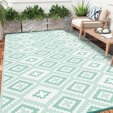 Tapis de jardin extérieur imperméable vert, grand tapis de paille réversible en plastique pour jardin, résistant aux UV, pliable, pour patio, camping, balcon, arrière-cour, terrasse, 240 x 300 (1/5)