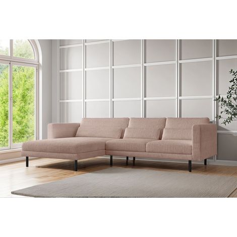 Ecksofa Designersofa AGADA in Stoff Poso Hellrosa Ottomane Links (1/2)