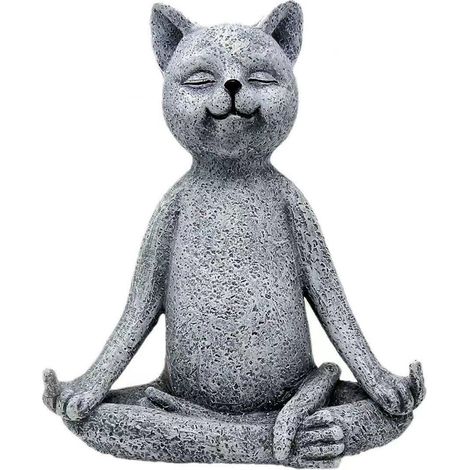 Bijoux, sculptures de plein air, sculptures décoratives de maison, Art de plein air - chat de méditation