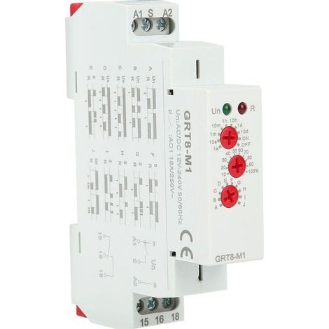 Relais temporisé GRT8-M1 avec 10 fonctions 35MM montage rail DIN AC/DC 12V 240V 50-60Hz-LIAIKI