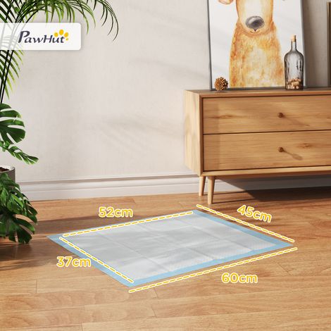 Ensemble de 100 tapis de toilette pour chiens en tissu non tissé 6 couches, papier et PE, 45 x 60 cm, bleu et blanc. (1/5)