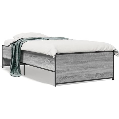 Maison Exclusive - Estructura cama madera ingeniería metal gris S