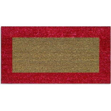 Zerbino tappeto rosso in cocco con fondo in gomma e spessore 18 mm Ecoco - 50x100 cm