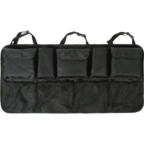 Kofferraum-Organizer mit 9 Taschen, Mehrzweck-Kofferraum-Organizer, faltbare Kofferraumtaschen, wasserdichtes Oxford-Gewebe (108 x 52 cm/Schwarz)