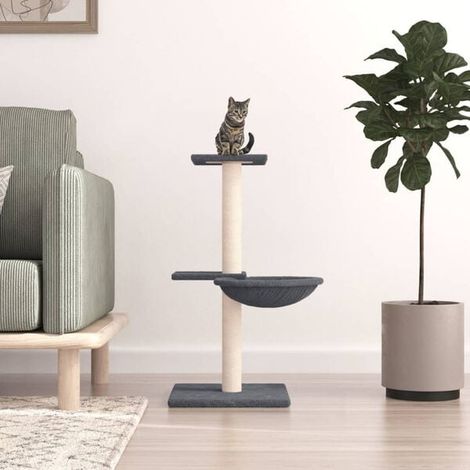 Arbre à chat avec poteaux à griffer en sisal gris foncé, 72 cm