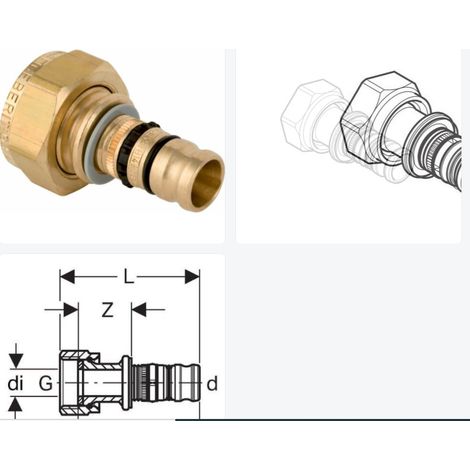 Geberit 602.584.00.5 Collegamento Mepla con dado di serraggio Ø20mm - 1"
