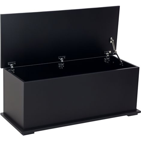 Cassapanca/baule portagiochi di grandi dimensioni con cerniera di chiusura, in legno, 100 x 40 x 40 cm, nera.
