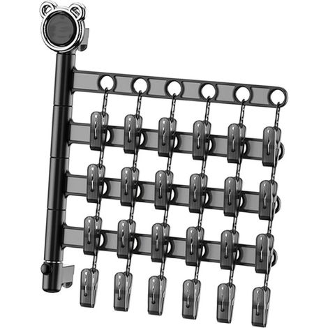 Tendedero de ropa giratorio de pared genérico con múltiples pinzas,accesorio de lavandería versátil (negro transparente) (1/2)