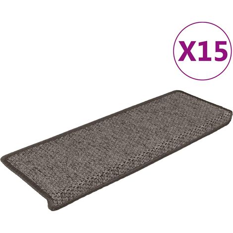 Tapis d'escalier-Moquette d'escalier-Tapis de marches autocollants 15 pcs 65x21x4 cm Gris et beige 720839 (1/5)