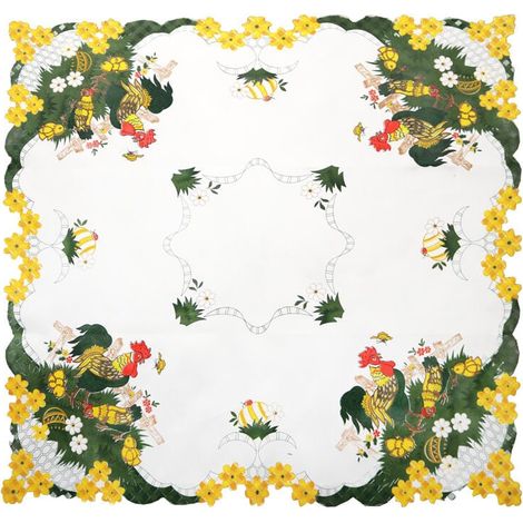Tovaglia pasquale antimacchia 85x85 cm con galli (1/2)