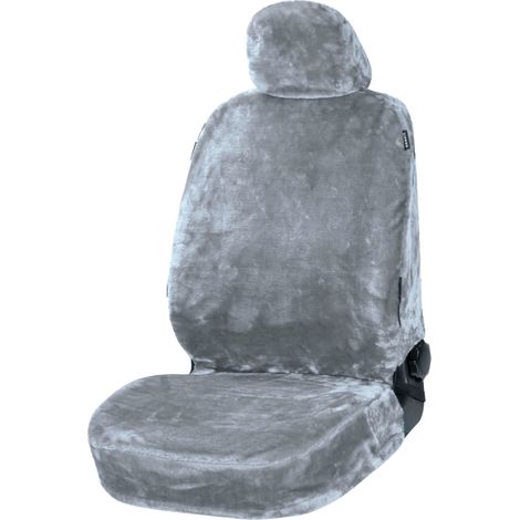 Autositzbezug Teddy aus Kunstfell, PKW-Schonbezug Einzelsitz, Kunstfellbezug silber, 1 Stück (1/5)
